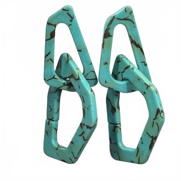 Blue Brown Western Cowgirl Abstract Dangle Drop Earring Fashion Jewelry JB1-07 - Picture 1 of 3